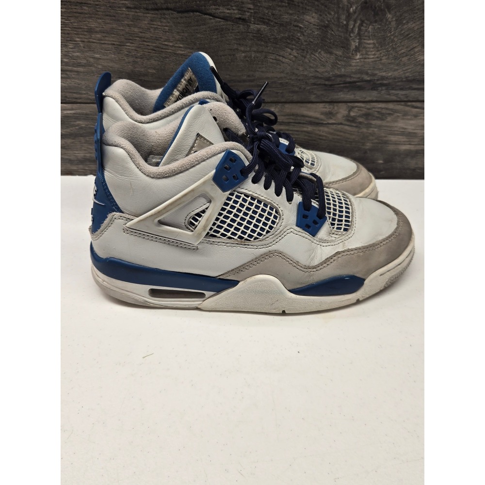Nike Air Jordan 4 Retro Military Blue 2024 Big Kids Shoes 5Y HF4281-141 White